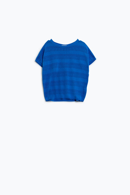 Sweatshirt In Blue With Lace Design and Short sleeves