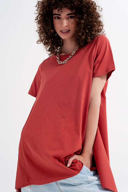 T shirt dress in orange