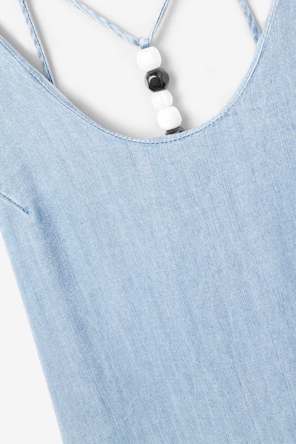 Tencel Light denim dress with beaded straps