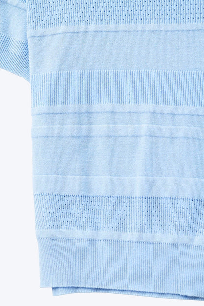 Textured Stripe Knit Sweater in Blue