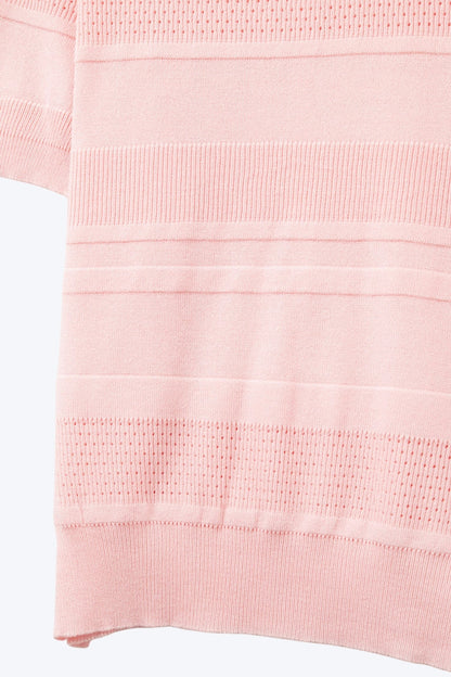 Textured Stripe Knit Sweater in pink
