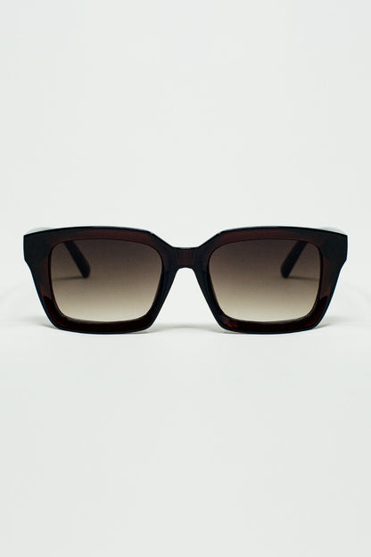 Q2 Thick Square Frame Sunglasses Chunky Retro in Bordeaux