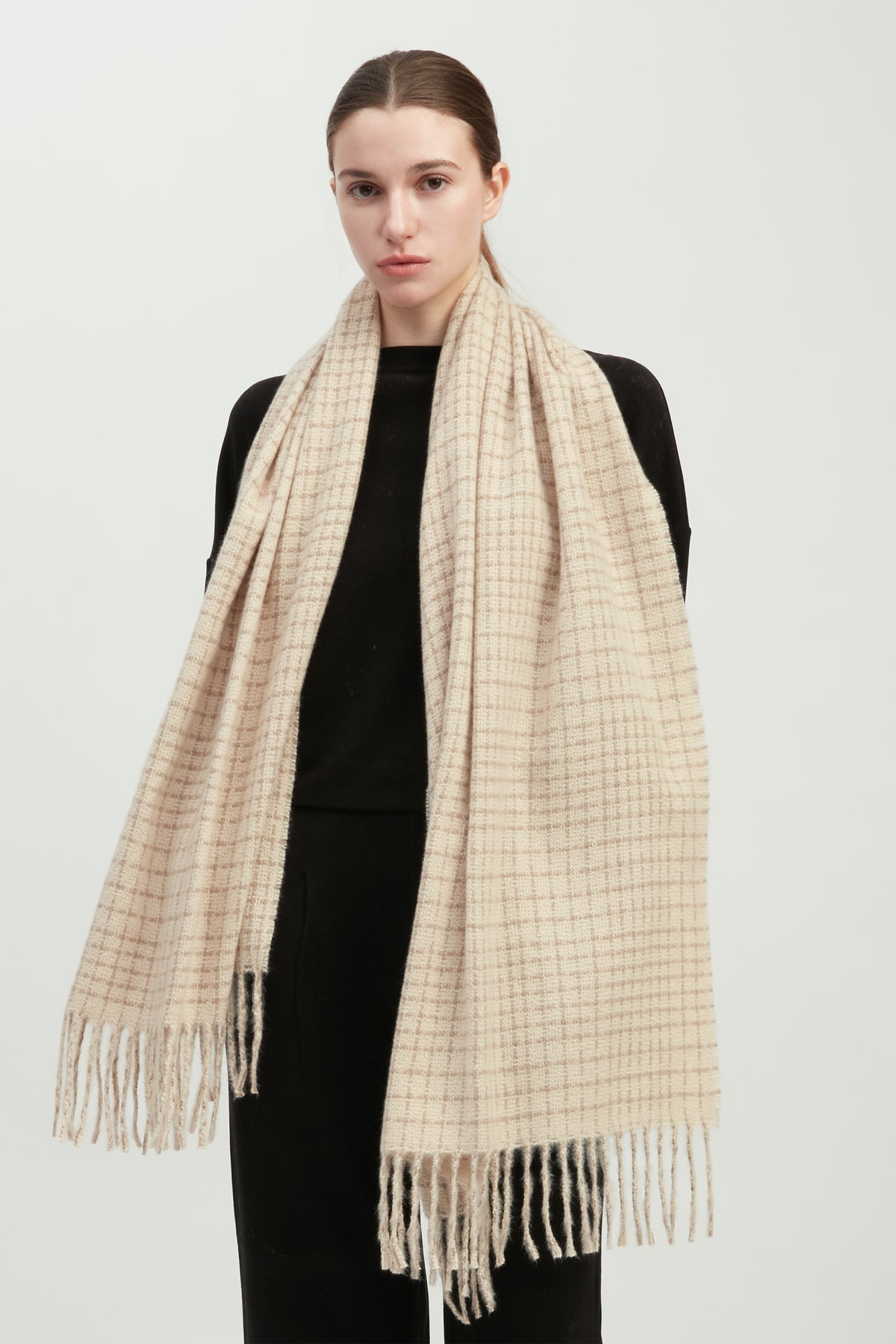 Textured Tweed Check Scarf