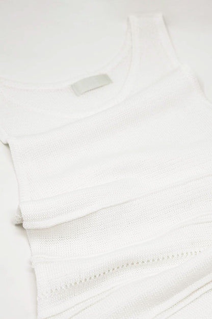 White Maxi Crochet Sleeveless Knitted Dress