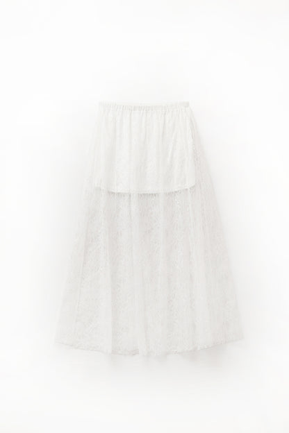 White maxi lace skirt with sequin detail