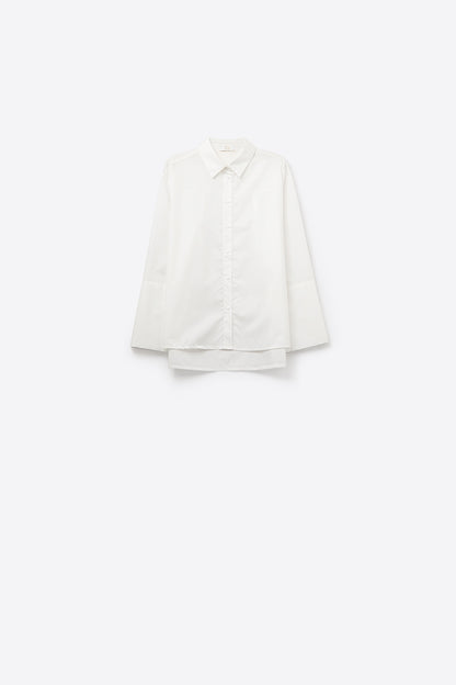white poplin shirt with extra-wide cuffs