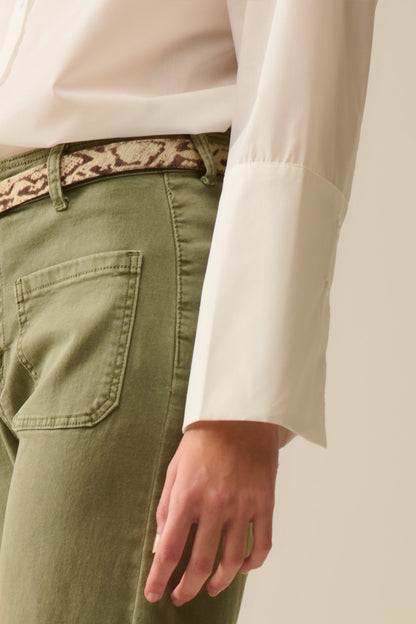 white poplin shirt with extra-wide cuffs