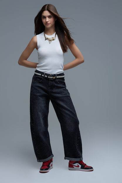 White Sleeveless Ribbed knitted Top