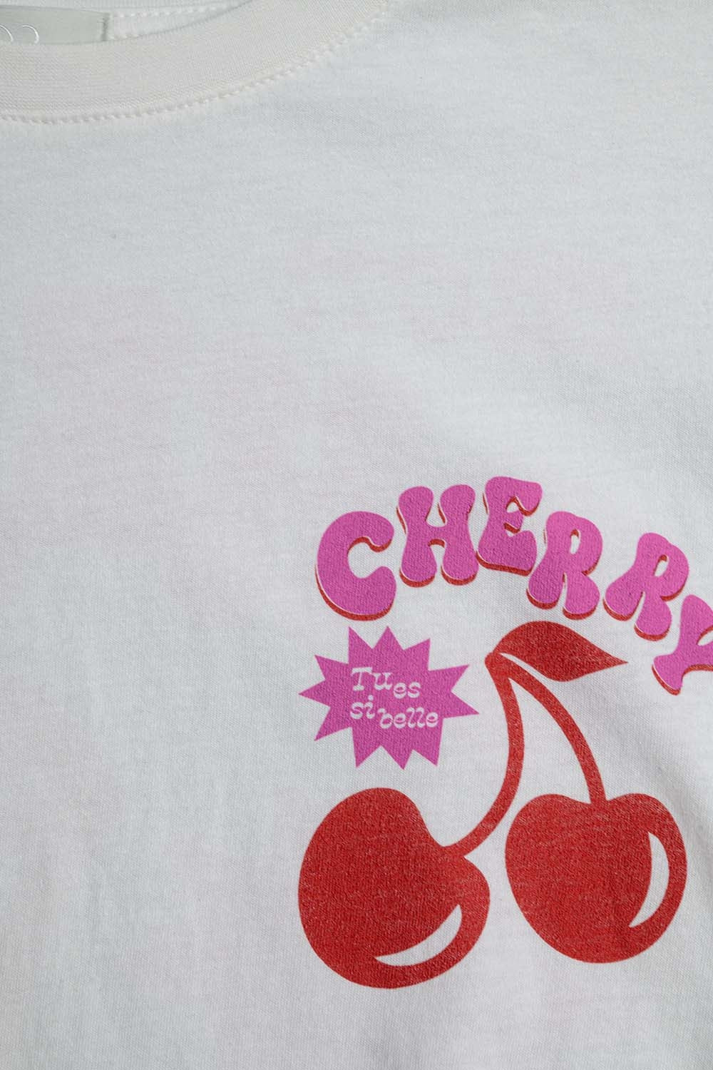 White T-shirt with Cherry in logo and letters