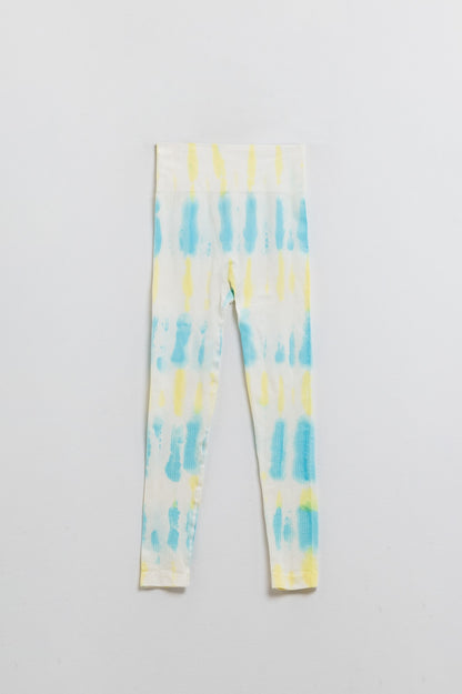 Q2 White Tie-Dye Ribbed Seamless Leggings