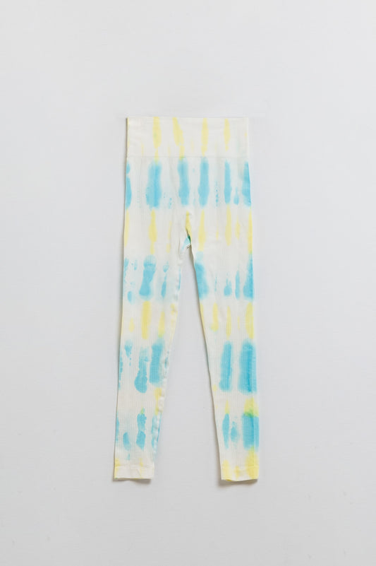 Q2 White Tie-Dye Ribbed Seamless Leggings