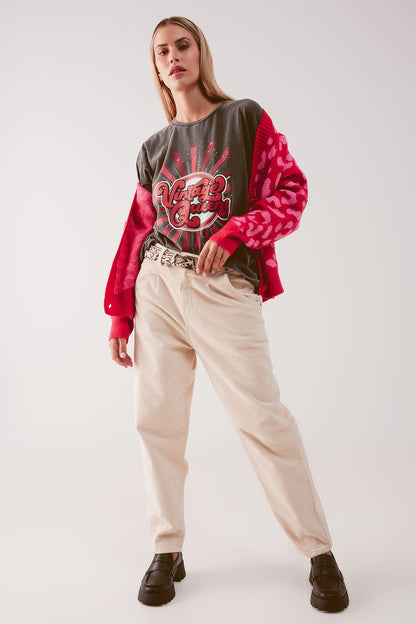Wide cream corduroy pants with peg