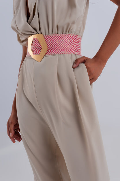 Wide leg jumpsuit in beige