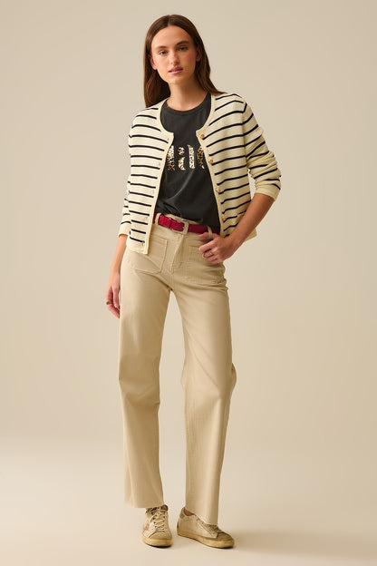 wide leg pants with front pockets in beige