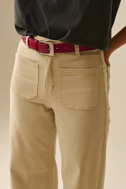 wide leg pants with front pockets in beige