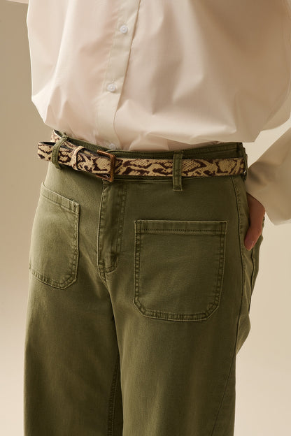 wide leg pants with front pockets in Khaki