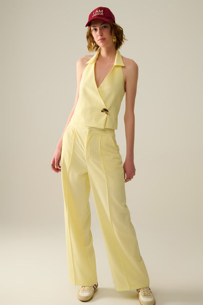 Wide Leg tailored pants In Yellow