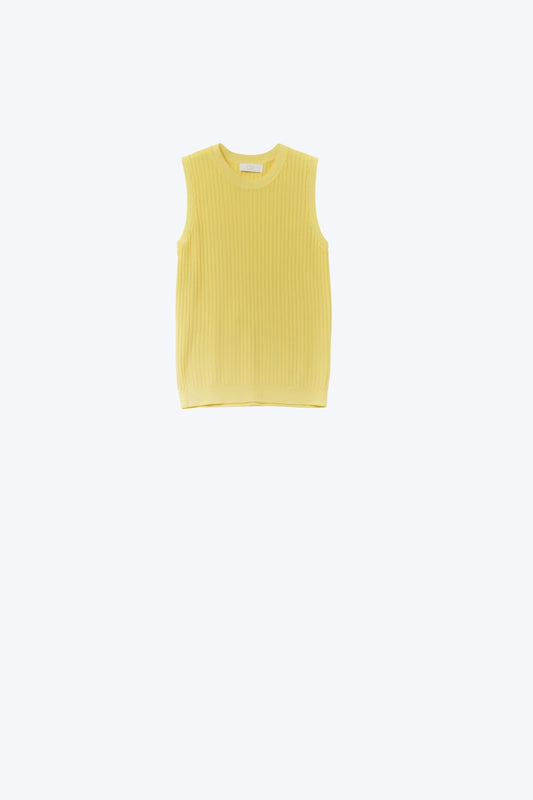 Q2 Yellow Sleeveless Ribbed Knit Top