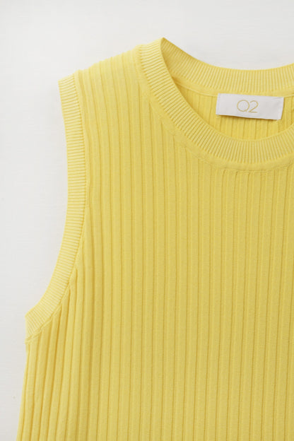 Yellow Sleeveless Ribbed Knit Top