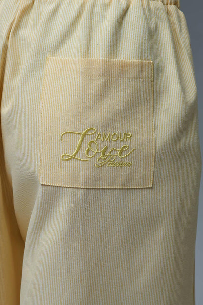Yellow Striped Palazzo Pants with extra wide leg